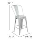 Flash Furniture CH-31320-24GB-SIL-PL2G-GG Counter Height Bar Stool w/ Removable Back & Wood Seat - Steel, Silver thumbnail 2
