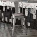 Flash Furniture CH-31320-24GB-SIL-PL2G-GG Counter Height Bar Stool w/ Removable Back & Wood Seat - Steel, Silver thumbnail 3