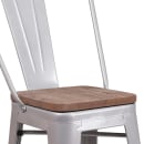 Flash Furniture CH-31320-24GB-SIL-WD-GG Counter Height Bar Stool w/ Curved Back & Wood Seat, Silver thumbnail 7