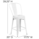 Flash Furniture CH-31320-24GB-WH-GG Counter Height Bar Stool w/ Curved Back & Metal Seat, White thumbnail 2