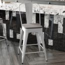 Flash Furniture CH-31320-24GB-WH-PL2G-GG Counter Height Bar Stool w/ Removable Back & Wood Seat - Steel, White thumbnail 3