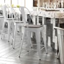 Flash Furniture CH-31320-24GB-WH-PL2G-GG Counter Height Bar Stool w/ Removable Back & Wood Seat - Steel, White thumbnail 4