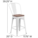 Flash Furniture CH-31320-24GB-WH-WD-GG Counter Height Bar Stool w/ Curved Back & Wood Seat, White thumbnail 2