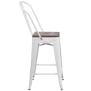 Flash Furniture CH-31320-24GB-WH-WD-GG Counter Height Bar Stool w/ Curved Back & Wood Seat, White thumbnail 3