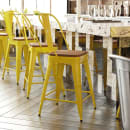 Flash Furniture CH-31320-24GB-YL-PL2T-GG Counter Height Bar Stool w/ Removable Back & Wood Seat - Steel, Yellow thumbnail 4