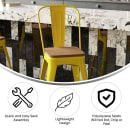 Flash Furniture CH-31320-24GB-YL-PL2T-GG Counter Height Bar Stool w/ Removable Back & Wood Seat - Steel, Yellow thumbnail 5