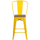 Flash Furniture CH-31320-24GB-YL-WD-GG Counter Height Bar Stool w/ Curved Back & Wood Seat, Yellow thumbnail 4