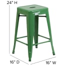 Flash Furniture CH-31320-24-GN-GG Counter Height Backless Bar Stool w/ Metal Seat, Green thumbnail 2