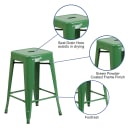 Flash Furniture CH-31320-24-GN-GG Counter Height Backless Bar Stool w/ Metal Seat, Green thumbnail 6
