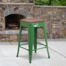 Flash Furniture CH-31320-24-GN-WD-GG Counter Height Backless Bar Stool w/ Wood Seat, Green thumbnail 5
