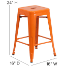 Flash Furniture CH-31320-24-OR-GG Counter Height Backless Bar Stool w/ Metal Seat, Orange thumbnail 2