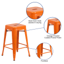 Flash Furniture CH-31320-24-OR-GG Counter Height Backless Bar Stool w/ Metal Seat, Orange thumbnail 6