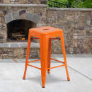 Flash Furniture CH-31320-24-OR-GG Counter Height Backless Bar Stool w/ Metal Seat, Orange thumbnail 9