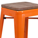 Flash Furniture CH-31320-24-OR-WD-GG Counter Height Backless Bar Stool w/ Wood Seat, Orange thumbnail 2