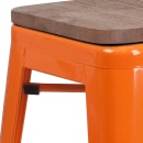 Flash Furniture CH-31320-24-OR-WD-GG Counter Height Backless Bar Stool w/ Wood Seat, Orange thumbnail 4