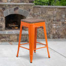 Flash Furniture CH-31320-24-OR-WD-GG Counter Height Backless Bar Stool w/ Wood Seat, Orange thumbnail 5