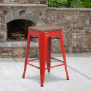 Flash Furniture CH-31320-24-RED-WD-GG Counter Height Backless Bar Stool w/ Wood Seat, Red thumbnail 5