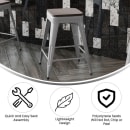 Flash Furniture CH-31320-24-SIL-PL2G-GG Counter Height Backless Stool w/ Wood Seat - Steel, Silver thumbnail 5