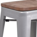 Flash Furniture CH-31320-24-SIL-WD-GG Counter Height Backless Bar Stool w/ Wood Seat, Silver thumbnail 4