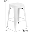 Flash Furniture CH-31320-24-WH-GG Counter Height Backless Bar Stool w/ Metal Seat, White thumbnail 2