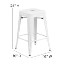 Flash Furniture CH-31320-24-WH-PL2G-GG Counter Height Backless Stool w/ Wood Seat - Steel, White thumbnail 2
