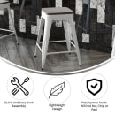 Flash Furniture CH-31320-24-WH-PL2G-GG Counter Height Backless Stool w/ Wood Seat - Steel, White thumbnail 5