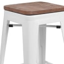 Flash Furniture CH-31320-24-WH-WD-GG Counter Height Backless Bar Stool w/ Wood Seat, White thumbnail 2