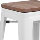 Flash Furniture CH-31320-24-WH-WD-GG Counter Height Backless Bar Stool w/ Wood Seat, White thumbnail 4