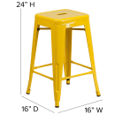 Flash Furniture CH-31320-24-YL-GG Counter Height Backless Bar Stool w/ Metal Seat, Yellow thumbnail 2
