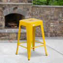Flash Furniture CH-31320-24-YL-GG Counter Height Backless Bar Stool w/ Metal Seat, Yellow thumbnail 9
