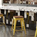 Flash Furniture CH-31320-24-YL-PL2T-GG Counter Height Backless Stool w/ Wood Seat - Steel, Yellow thumbnail 3