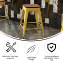 Flash Furniture CH-31320-24-YL-PL2T-GG Counter Height Backless Stool w/ Wood Seat - Steel, Yellow thumbnail 5