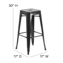 Flash Furniture CH-31320-30-BK-PL2B-GG Backless Bar Stool w/ Wood Seat - Steel, Black thumbnail 2