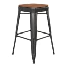 Flash Furniture CH-31320-30-BK-PL2T-GG Backless Bar Stool w/ Wood Seat - Steel, Black thumbnail 4