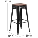 Flash Furniture CH-31320-30-BK-WD-GG Backless Bar Stool w/ Wood Seat, Black thumbnail 2