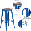 Flash Furniture CH-31320-30-BL-WD-GG Backless Bar Stool w/ Wood Seat, Blue thumbnail 3