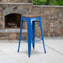 Flash Furniture CH-31320-30-BL-WD-GG Backless Bar Stool w/ Wood Seat, Blue thumbnail 9