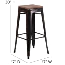 Flash Furniture CH-31320-30-BQ-WD-GG Backless Bar Stool w/ Wood Seat, Black Antique Gold thumbnail 2