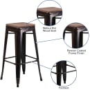 Flash Furniture CH-31320-30-BQ-WD-GG Backless Bar Stool w/ Wood Seat, Black Antique Gold thumbnail 3