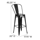 Flash Furniture CH-31320-30GB-BK-PL2B-GG Bar Height Bar Stool w/Removable Back and Wood Seat - Steel, Black thumbnail 2