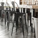 Flash Furniture CH-31320-30GB-BK-PL2B-GG Bar Height Bar Stool w/Removable Back and Wood Seat - Steel, Black thumbnail 4