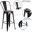 Flash Furniture CH-31320-30GB-BK-WD-GG Bar Stool w/ Curved Back & Wood Seat, Black thumbnail 3