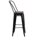 Flash Furniture CH-31320-30GB-BK-WD-GG Bar Stool w/ Curved Back & Wood Seat, Black thumbnail 6
