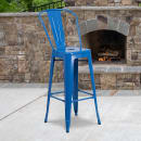Flash Furniture CH-31320-30GB-BL-GG Bar Stool w/ Curved Back & Metal Seat, Blue thumbnail 9