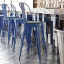 Flash Furniture CH-31320-30GB-BL-PL2C-GG Bar Height Bar Stool w/Removable Back and Wood Seat - Steel, Blue thumbnail 4