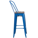 Flash Furniture CH-31320-30GB-BL-WD-GG Bar Stool w/ Curved Back & Wood Seat, Blue thumbnail 2