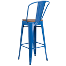 Flash Furniture CH-31320-30GB-BL-WD-GG Bar Stool w/ Curved Back & Wood Seat, Blue thumbnail 3