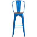 Flash Furniture CH-31320-30GB-BL-WD-GG Bar Stool w/ Curved Back & Wood Seat, Blue thumbnail 4