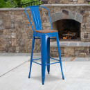 Flash Furniture CH-31320-30GB-BL-WD-GG Bar Stool w/ Curved Back & Wood Seat, Blue thumbnail 5