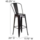 Flash Furniture CH-31320-30GB-BQ-GG Bar Stool w/ Curved Back & Metal Seat, Black Antique Gold thumbnail 2
